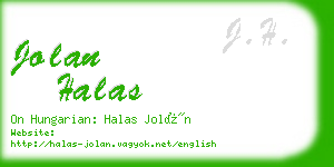 jolan halas business card